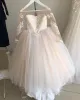 4-8 Jahre Spitze Tüll Blumenmädchen Kleid Schleifen Kinder Erstkommunion Kleid Prinzessin Ballkleid Hochzeit Party Kleid FS9780