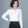 Korean Silk Women Shirts Long Sleeve Office Lady Satin White Shirt Blouses Tops Plus Size Camisas Mujer 210531