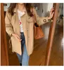 Yedinas Trench Coat Kobiety Moda Kobiet Płaszcze Khaki Slim Belt Cloak Mujer Ladies Windbreaker High Street Plus Size 210527