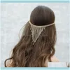 Hårsmyckesklipp Barrettes Bohemian Wedding Rhinestone fransade pannband damer party smycken brud aessory grossist droppleverans