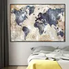 Mappa del mondo vintage Pittura su tela Stampa Poster Immagini a parete per soggiorno Decorazione domestica di arte moderna