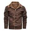 Men Old Fashioned Suede Leather Jackets Vintage Military Jacket Winter Coat Warm Casual Leather Jackets PU Slim Fit Male Zipper 211013