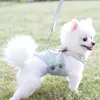 Cute Pet Dog Harness Leash Set Pet Chest Strap Breathable Dog Leash Walking Rope For Small Dogs Pomeranian Pet Vest Harness Rope 210712