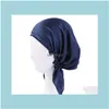 Beanie/Skl Hats Hats, Scarves & Gloves Fashion Aessories Silky Pre-Tied Muslim Turban Womens Hijab Beanies Caps Head Wrap Hair Loss Headwear