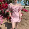 Zoete jurken vrouwen fahsion prinses jurk zomer gewaad chic uitgehold vierkante kraag sexy mini vestidos mujer 95474 210519