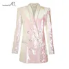 Vit Glitter Top Woman Coat Fashion Slim V Neck Sexig Ol Style Day Suit Jacket Spring Ladies 211019