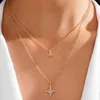 2021 Simple Moon Star Heart Pendant Necklace Women's Retro Sequin Coin Short Clavicle Necklaces Glamour Girl Lover Jewelry Gift G1206