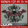 Kit de carénage OEM pour Yamaha YZF-R1 YZF R 1 YZF1000 2013-2014 Carrosserie MOTO 97No.101 1000CC YZF R1 Flammes rouges 1000 CC YZFR1 13 14 YZF-1000 2013 2014 Corps de moulage par injection