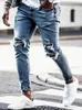 New Skinny Jeans Men Streetwear Destroyed Ripped Jeans Homme Hip Hop Broken Modis Male Pencil Biker Embroidery Patch Men Jeans X0621