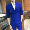 Abiti da uomo 7 colori Abiti da uomo estivi da sposa Abito doppia mezza manica con pantalone Giacca casual Abito slim