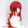 Genshin Impact Wig Diluc Cosplay 60cm lång röda peruker värmebeständiga syntetiska peruker halloween masquerade hår anime kläder y0903