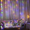 RGB 16 Color-changing Curtain Light Remote Control Christmas Decoration for Bedroom Fairy Holiday Garland Navidad Decor 211122