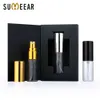 50 sztuk / partia 5ml Spray Perfumy Butelka Przenośne Aluminium Opryskiwacz Prezent Black and White Box