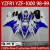 Carrozzeria per moto YOMAHA YZF-R1 YZF1000 YZF R 1 1000 cc 98-01 Bodys 82No.78 YZF R1 1000CC 1998 1999 2000 2001 YZF-1000 YZFR1 Blue Flames 98 99 00 01 Kit carenatura OEM