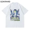 Tees Shirts Hip Hop Funny Graffiti Gun Girl Print Tshirts Streetwear Men Harajuku Casual Cotton Short Sleeve Tops 210602
