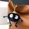 Real Mink Fur Fluffy Keychain Kids Men Women Bag Purse Charm Accessories Cute Funny Black Coal Briquettes Pendant