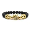 Bracelet rétro en cuivre incrusté de Micro perles, Double couronne, Zircon, tempérament, perles givrées, à la mode