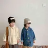 MILANCEL秋の子供服デニムコートの兄弟のためのソリッドジャケットは、兄と妹の長袖の女の子がいない211204