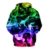 Erkek Hoodies Erkek Sweatshirtler Muhteşem Renk Dumanı 3D Baskı ve Graffiti Soyut Kapşonlu Uzun Kollu Günlük Spor Giyim Erkekler