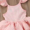 Güzel Toddler Bebek Kız Prenses Elbise Ekose Baskı Ruffled Sundress Parti Pageant Tutu Giysi Kolsuz Yüksek Kalite Elbise Q0716