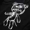 Męskie Hip Hop Hootie Streetwear Bluza Śmieszne Ranny Niedźwiedź Drukuj Black Pullover Bawełna Polar Bluza Harajuku 210819