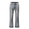 Vintage Patchwork Flare Jeans Urban Män Streetwear Wide Ben Denim Pant Hip Hop Black ColorBlock Slim Fit för 211111