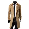Męskie prochowce moda marka jesienna kurtka długi płaszcz wysokiej jakości samokształcenie jednokolorowy dwurzędowy