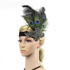 Fanshion Retro Hair Accessories Flapper Peacock Feather Headband Sequined Showgirl Headpiece Formal Dance Party Woman Hairband