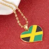 Country Jamaica Heart Flag Pendant Necklaces African Jamaican Jewelry For Women Gifts