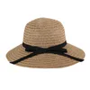 Bucket Hat Summer Women's Boater Beach Wide Side Female Lady Lady Classic Flat Bowknot Straw Women Brim Hats Elob22