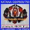 Kit de carrosserie pour SUZUKI KATANA GSXF750 GSXF 600 750 CC GSX600F 03 04 05 06 07 18No.54 600CC GSX750F GSXF-750 GSXF600 Flammes vertes 750CC 2003 2004 2005 2006 2007 Carénages OEM