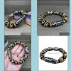 Metal Painting Arts, Crafts & Gifts Home Garden Factory Wholesale Agate Three-Eye Teeth Yellow Tibet Beads Bracelet Mens Live Supply Drop De