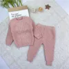 2pcs/set Newborn Baby Girl Boy Knitted Clothes Set Sweater+pant Cotton Infant Toddler Spring Autumn Winter Clothing Sets Outfit G1023