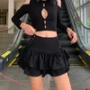 Altgirl Streetwear Mall Goth 여성 하라주쿠 Y2K 전자 소녀 높은 허리 붕대 미니 스커트 어두운 고딕 펑크 Emo Alt Club Wear