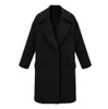 Mode Design Högkvalitativ Kvinnor Vinter Lapel Wool Coat Button Trench Jacket Loose Plus Overcoat Outwear Kvinnor