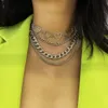 Alloy interlocking Hip-hop punk Necklace Silver Plated Chain Necklaces Women Fashion Gothic Jewelry