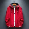 Automne Veste Imperméable Sping Hommes Jeunesse Style Coréen Slim Veste Capuche Tendance Mode Rouge Casual Noir Manteau Coupe-Vent Mâle 211009