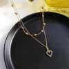 Pendant Necklaces Fashion Double Layer Geometric Hollow Rectangle And Heart Vintage Goth Statement For Women Jewelry