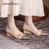 SOPHITINA Wedges Women Shoes Pumps Mature Style Genuine Leather High Heels Metal Decoration Soft Spring Autumn Pointed Toe FO119 210513