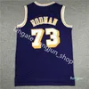 Hommes Vintage Basketball Dennis Rodman Jersey 73 Wilt Chamberlain 13 Jerry West 44 Johnson 32 Purple Yellow Blanc All St Jerseys
