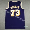 남성 빈티지 농구 데니스 로드먼 저지 73 wilt Chamberlain 13 Jerry West 44 Johnson 32 Purple Yellow White All St Jerseys