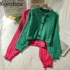 Korobov Women Sweaters Korean Autumn Vintage Long Sleevesingle Breasted Sueter Mujer O Neck Preppy Style Short Knit Cardigans 210430
