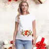 Kvinnors t-shirt graviditet tee moderskap jul topp kvinnor söt santa baby tryck gravida kläder 0203