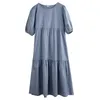 Toppies White Cotton Puff Sleeve Dress Woman Summer Midi Dress Short Sleeve Cascading Ruffles Blouses Dress Y0603