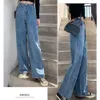 Joloo jolee vintage streetwear calças retas mulheres cintura alta perna larga calça jeans harajuku calças jeans plus size briga folgada 210518