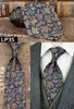 Klassische Herren-Krawatte mit geometrischem Blumen-Paisley-Muster, kariert, mehrfarbig, 100 % Seidendruck, einzigartig, handgefertigt