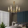 Chandeliers Modern Luxury Copper Living Room BrdroomLED Lighting Glass Chandelier Lamp Diningroom E27 Suspension Lights Fixtures