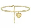 Coeur initiales bracelets de cheville Bracelet 14k plaqué or lettre cheville pieds nus plage bijoux accessoires jambe bracelets pour femme fille