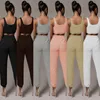 Kvinnor Casual Sports Gym Workout Passar Tracksuits Matchande Set Två Piece Outfits Streetwear Sweatshirts Crop Top Long Pants