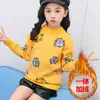 Meisjes trui kinderen jas uitloper 2021 cartoon plus fluwelen dikker warme winter herfst tops fleece kerstkleding kinderkleding Y1024